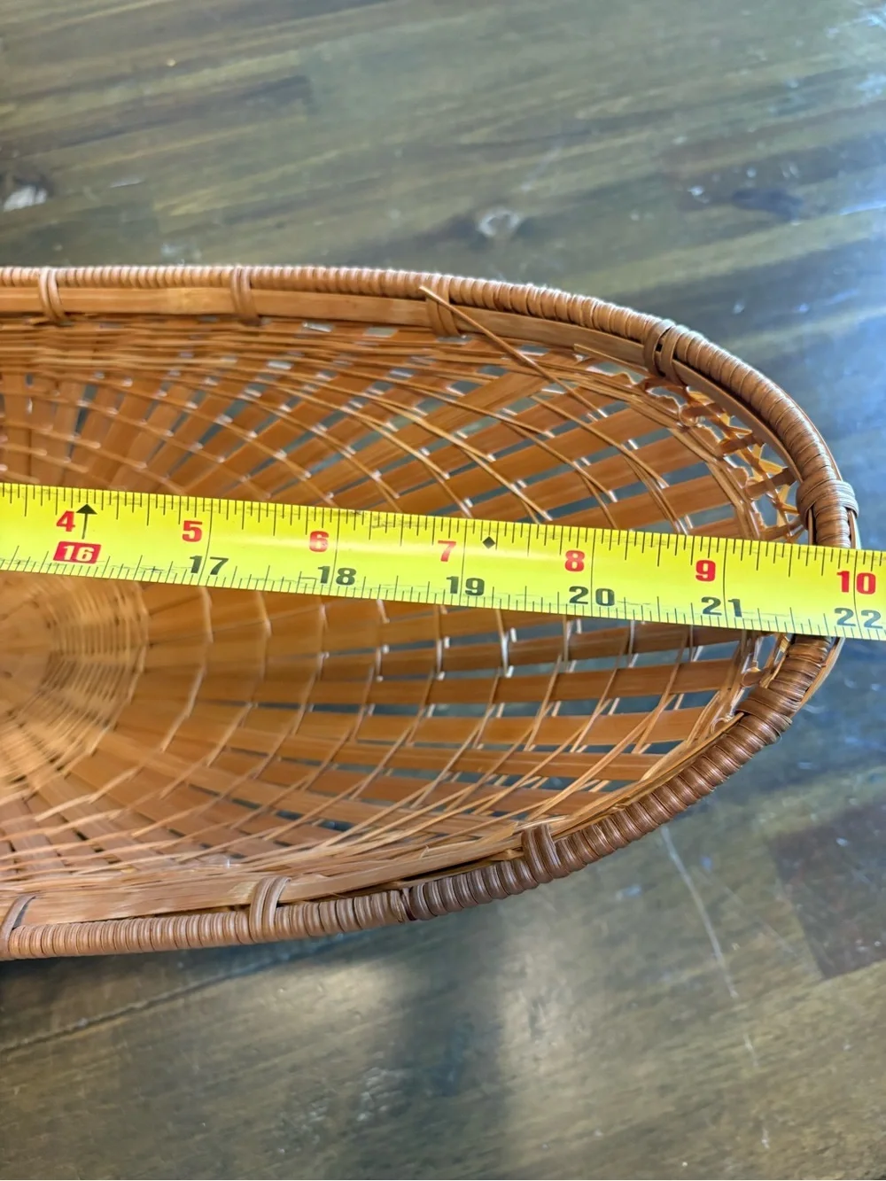 Vintage Oblong Basket Boat Oval Woven Natural Rattan Bamboo Fruit Bread Decor